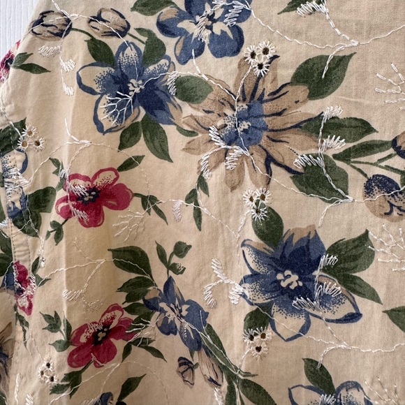 BOBBIE BROOKS VINTAGE TOP SIZE 26W/28W. FLORAL EYELET BUTTON DOWN, SHORT SLEEVE - Picture 7 of 14